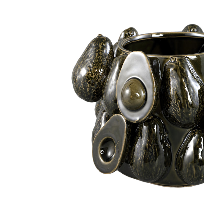 PTMD Bauer Green Ceramic Round Avocado Pot Large