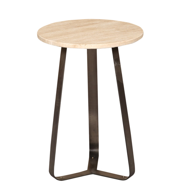 PTMD Micka Black Travertine Coffeetable Round Small