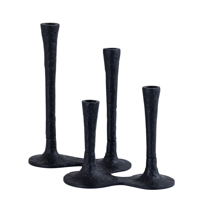 PTMD Lynette Black Casted Alu Candleholder Rounds Base