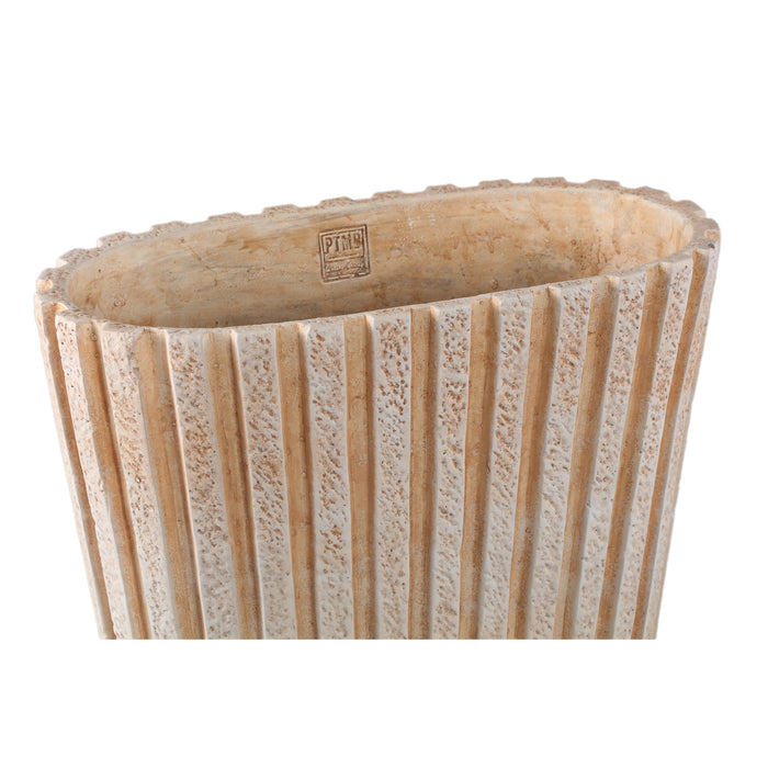 PTMD Marijus Cream Oval Cement Pot Ribbed L