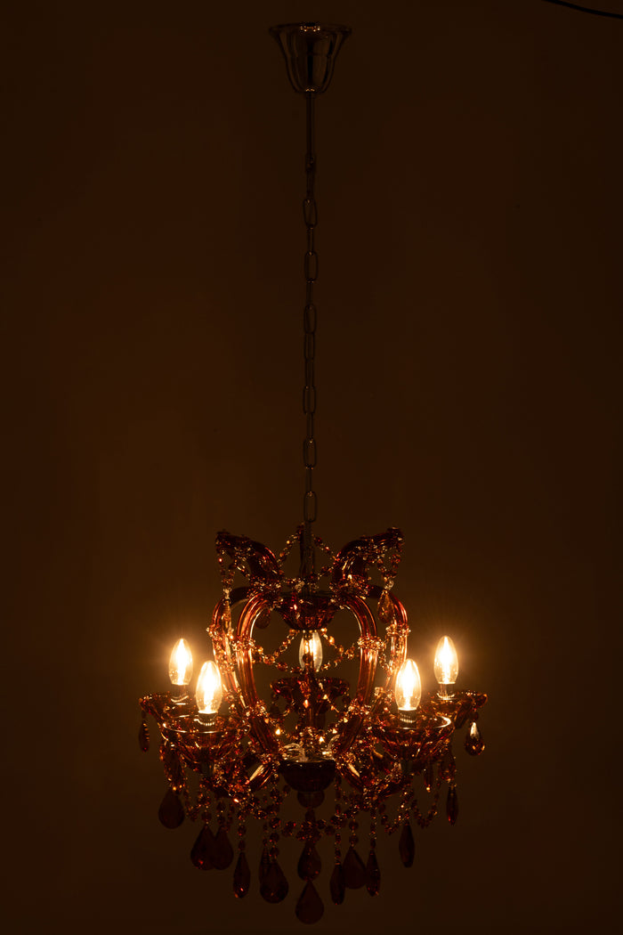 J-Line hanglamp Kand Antiek - glas - bruin