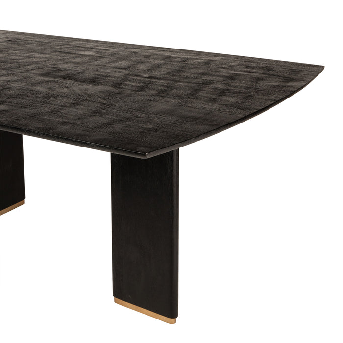 PTMD Liber Black Mango Wood Dining Table 240cm Gold Leg