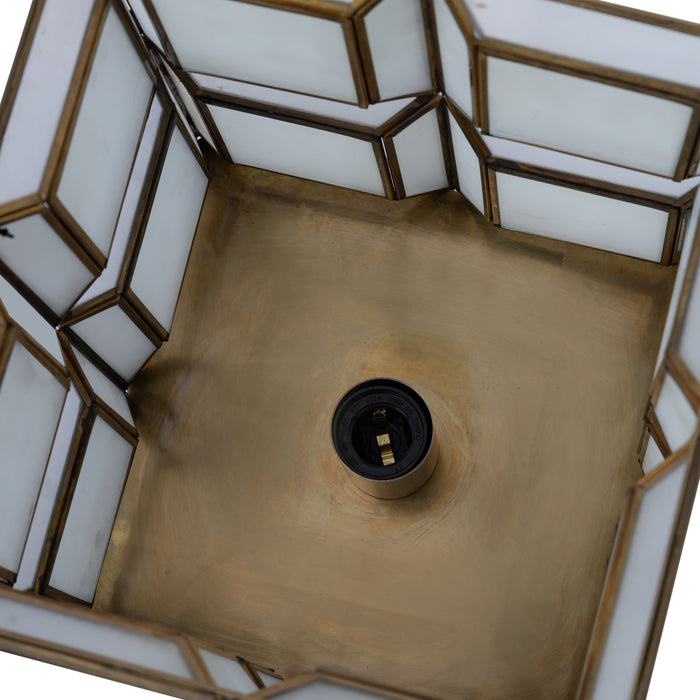 PTMD Layra White milk glass table lamp antique low