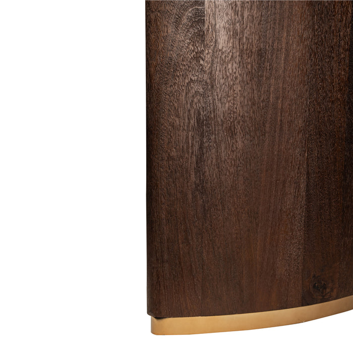 PTMD Ostara Brown Mango Wood Diningtable 240cm Gold Leg