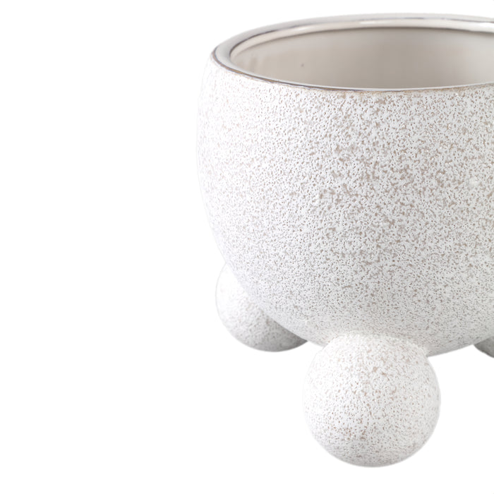 PTMD Malinda Cream ceramic pot round shaped round legXL