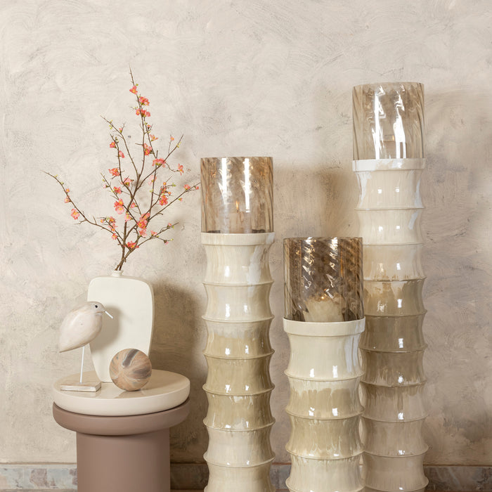 PTMD Kaylyne Cream Enamel Ribbed Stormlight W Glass L