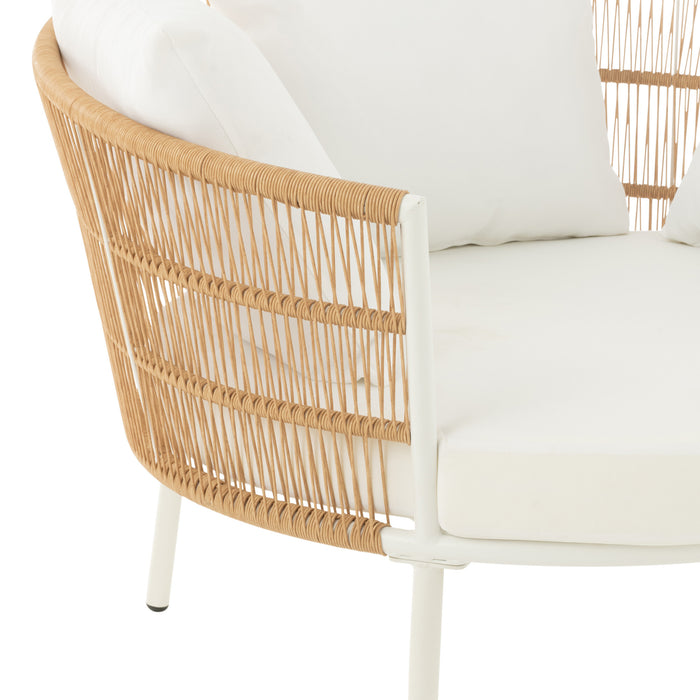 J-Line stoel Joa - metaal|rotan - wit|naturel