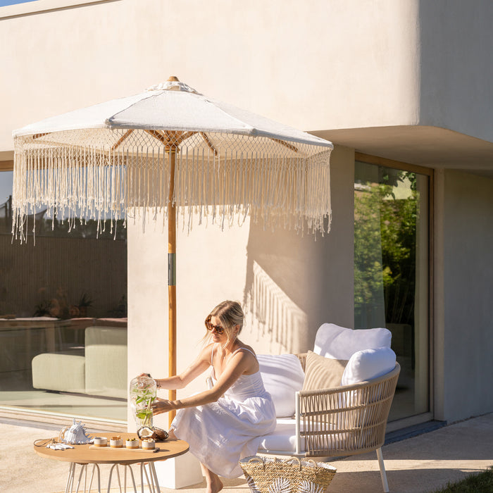 J-Line stoel Joa - metaal|rotan - wit|naturel