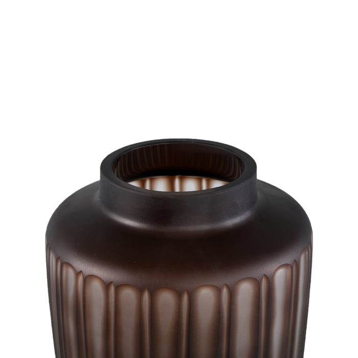 PTMD Linesa Brown Carved Glass Shaped Vase Matt S