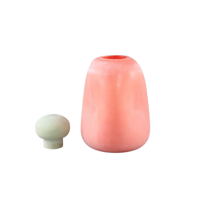 PTMD Karlie Orange Matte Glass Bulb Vase Green Top