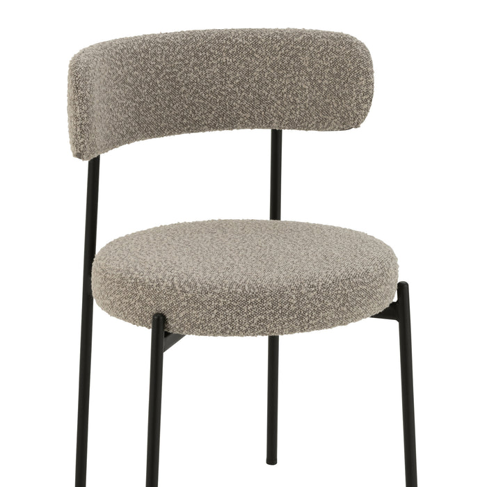 J-Line stoel Bouclé - multiplex|polyester - grijs|zwart
