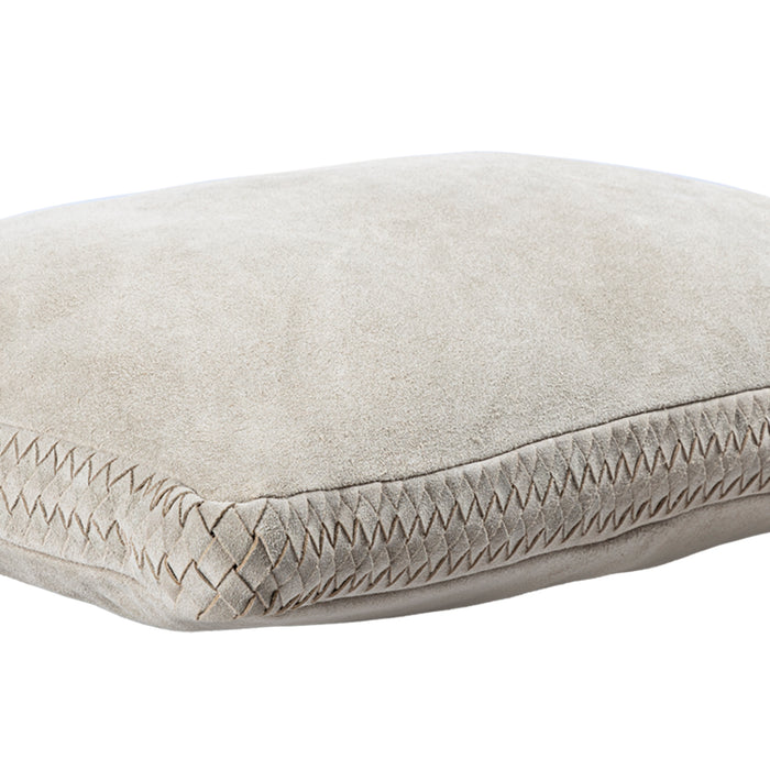 PTMD Suky Taupe Suede Leather Cushion Rectangle