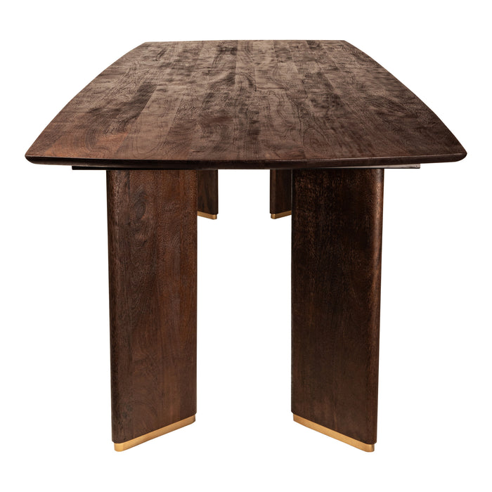 PTMD Liber Brown Mango Wood Dining Table 240cm Gold Leg