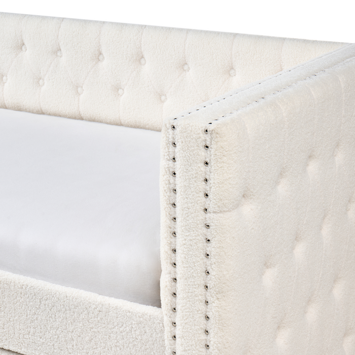 Beliani - GASSIN - Onderschuifbed - Off-white - 90 x 200 cm - Bouclé