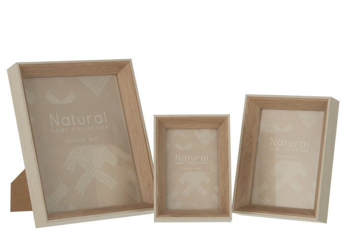 J-Line fotolijst Diepte - hout - creme - large -  2 stuks