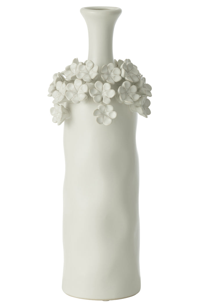 J-Line vaas Yucca Bloem - keramiek - wit - large - 40 cm hoo