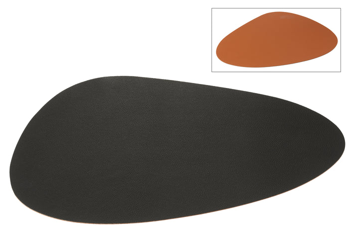 J-Line placemat Steen - kunststof - zwart - 6 stuks