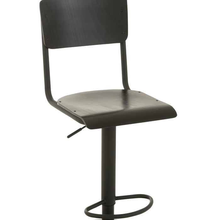 J-Line barstoel - hout|metaal - zwart - 2 stuks