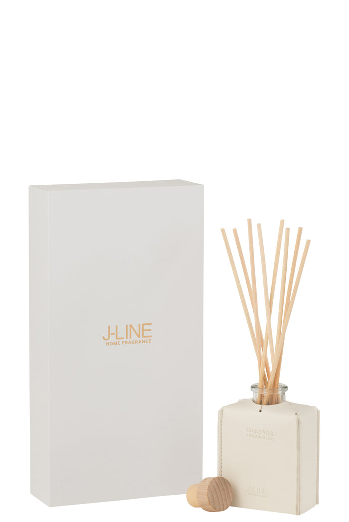 J-Line geurolie + stokjes - Grape White - leder - wit - 100ml