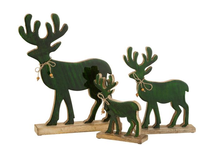 J-Line figuur Rendier - hout - groen - large