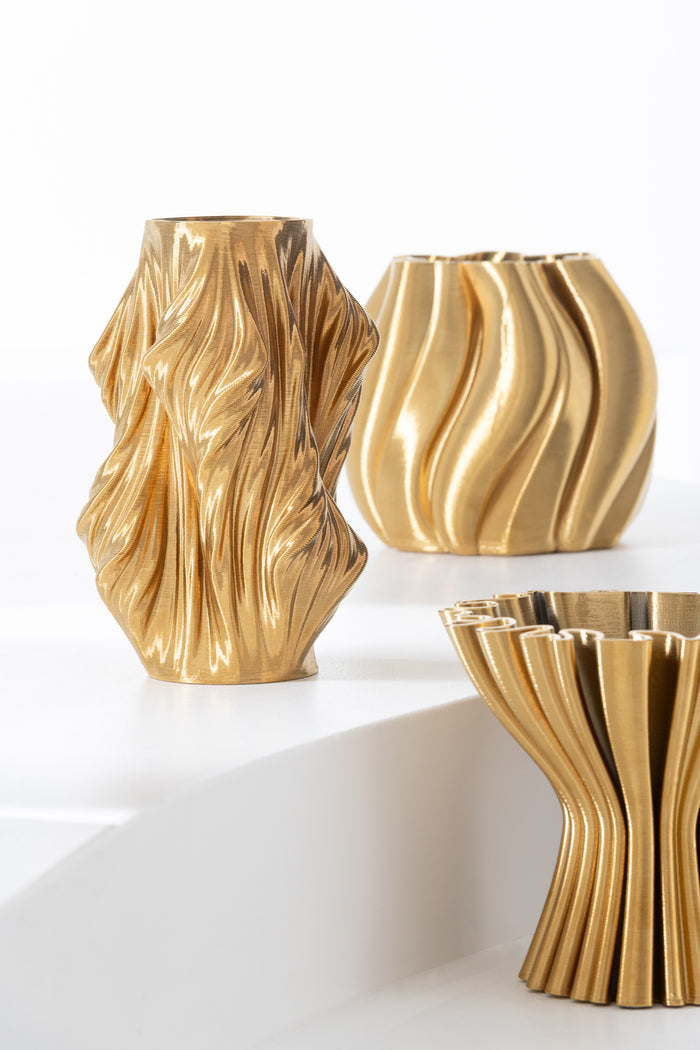 J-Line vaas 3D Print Onregelmatig - porselein - goud - large