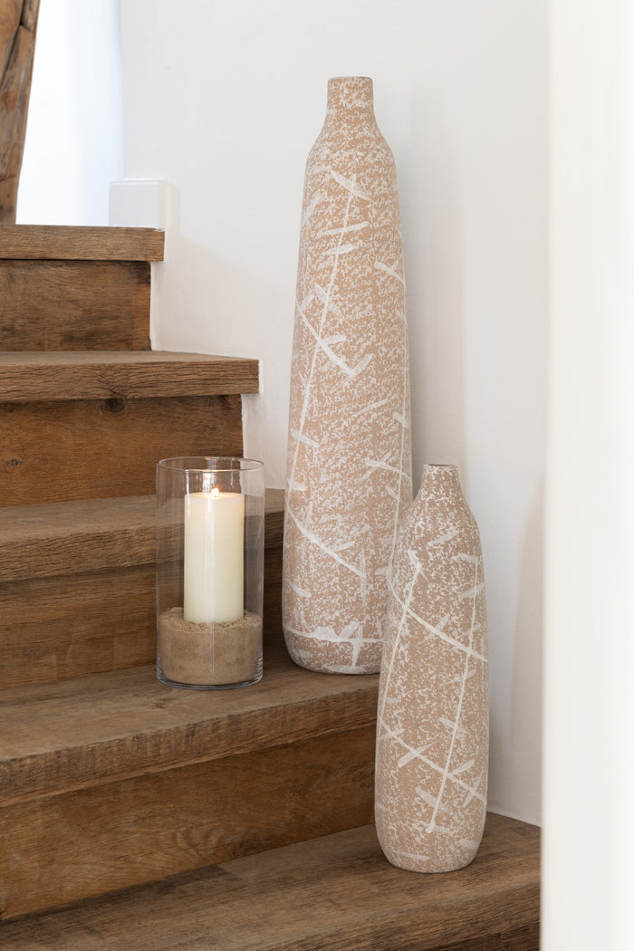 J-Line vaas Dune Smal - keramiek - beige|wit - large - 69.5 cm hoog