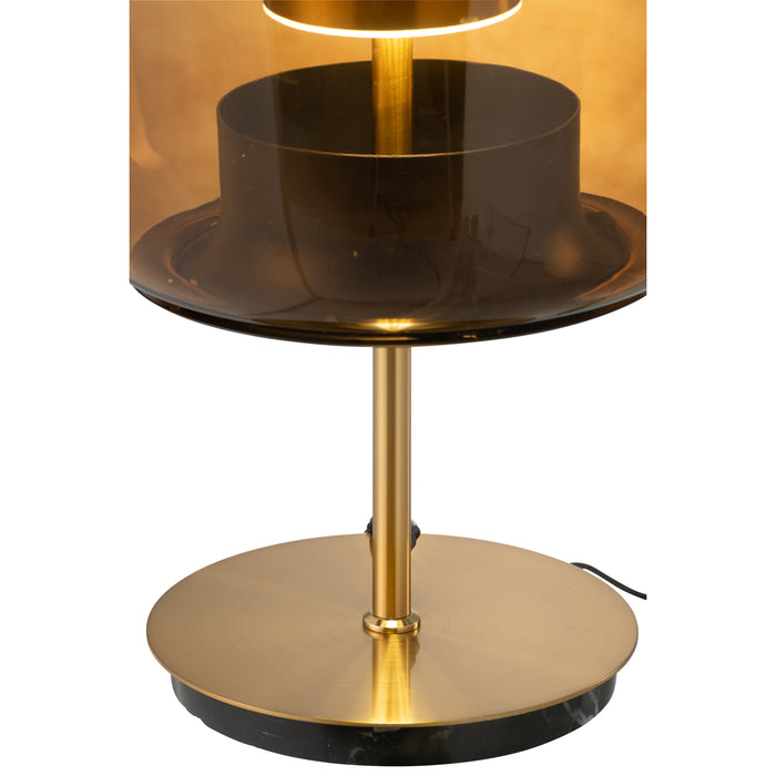 J-Line tafellamp - glas - bruin - LED lichtjes