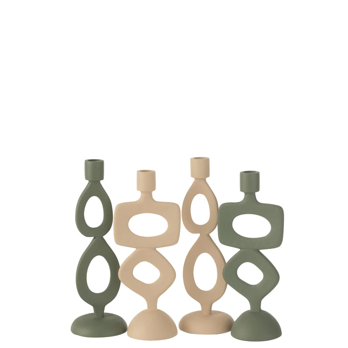 J-Line kaarshouder Ringen - aluminium - beige - 2 stuks