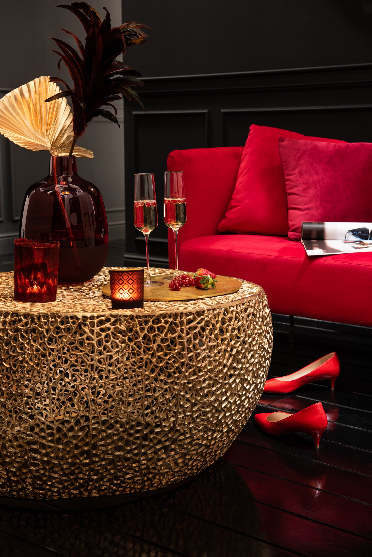 J-Line glas champagne Tia - glas - transparant - 6 stuks