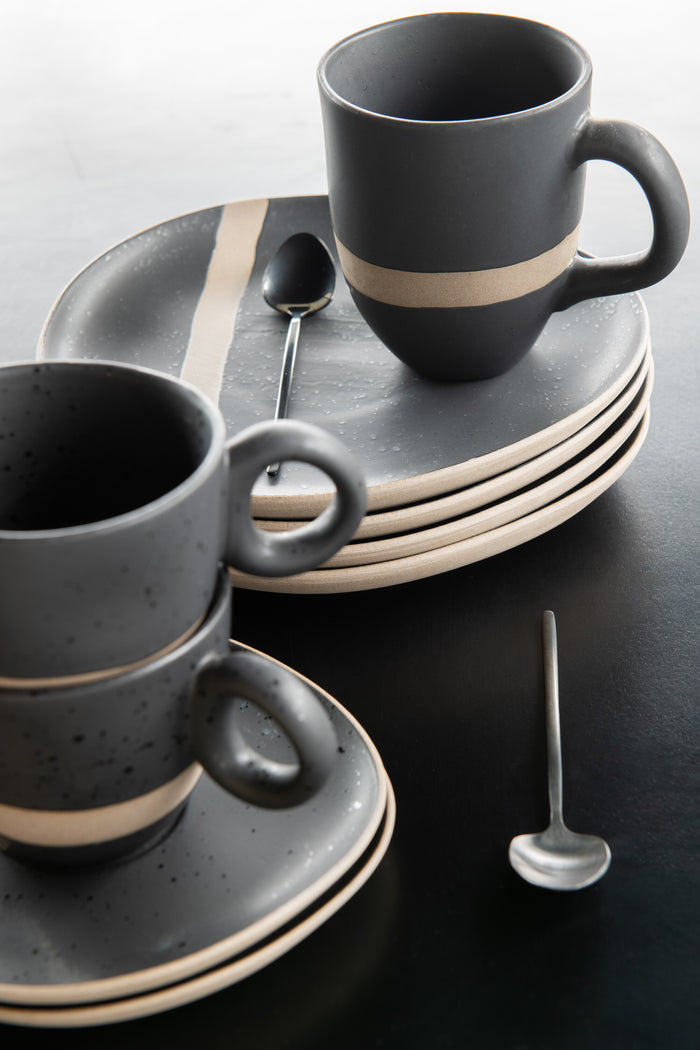 J-Line mok - keramiek - taupe|zwart