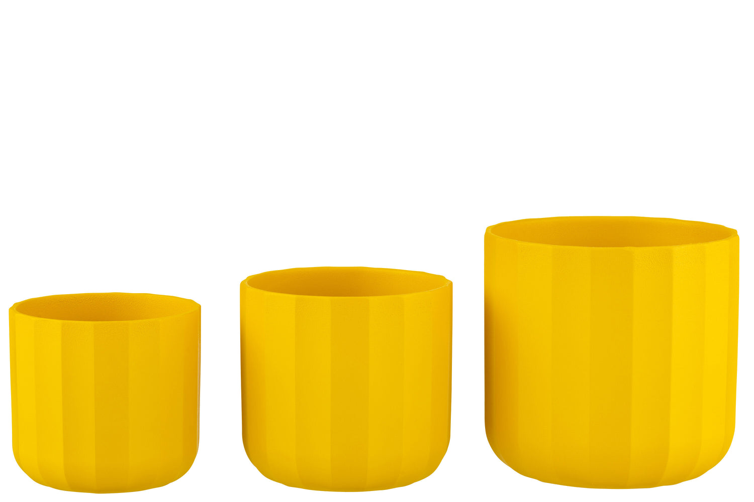 J-Line bloempot Summer - keramiek - geel - large - 2 stuks -