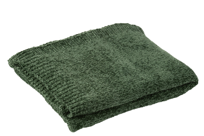 J-Line deken Chenille - polyester - groen