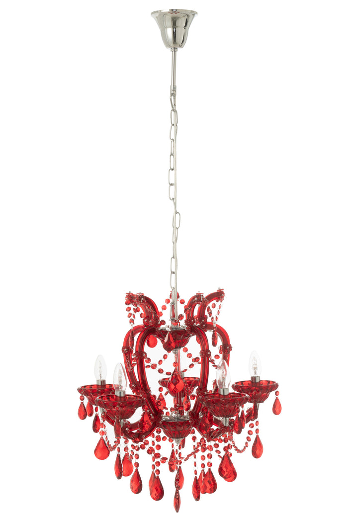 J-Line hanglamp Kand Antiek - glas - rood