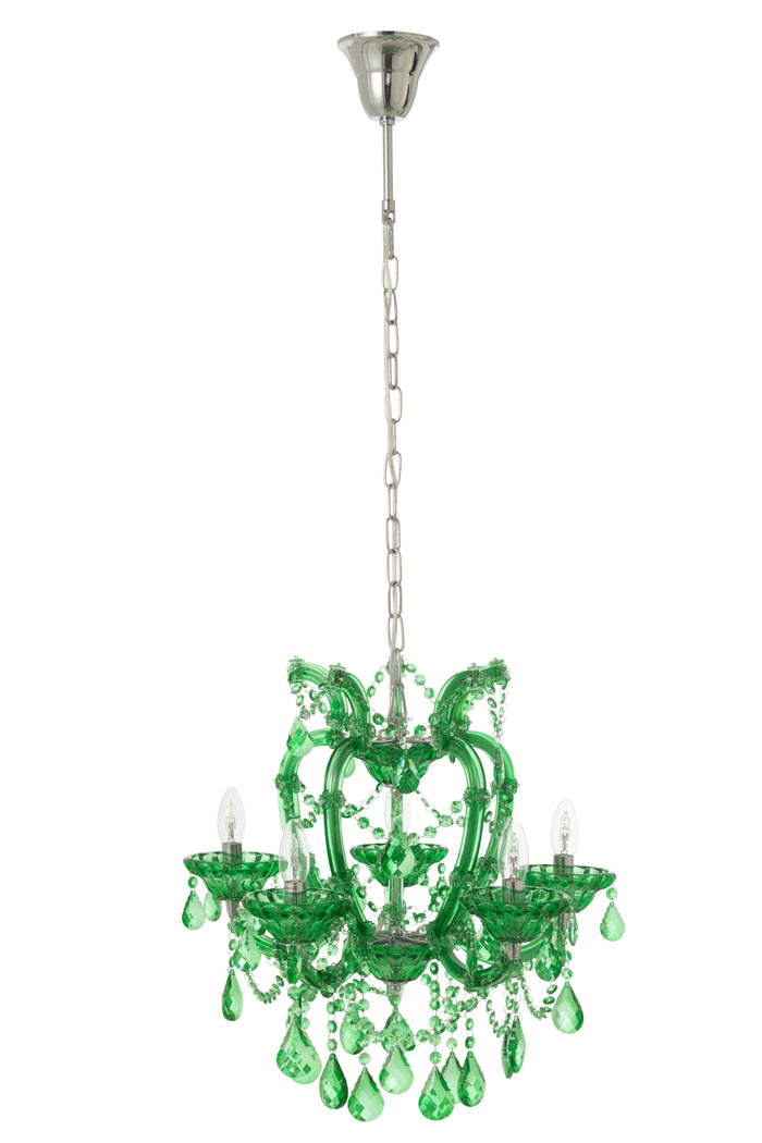 J-Line hanglamp Kand Antiek - glas - groen