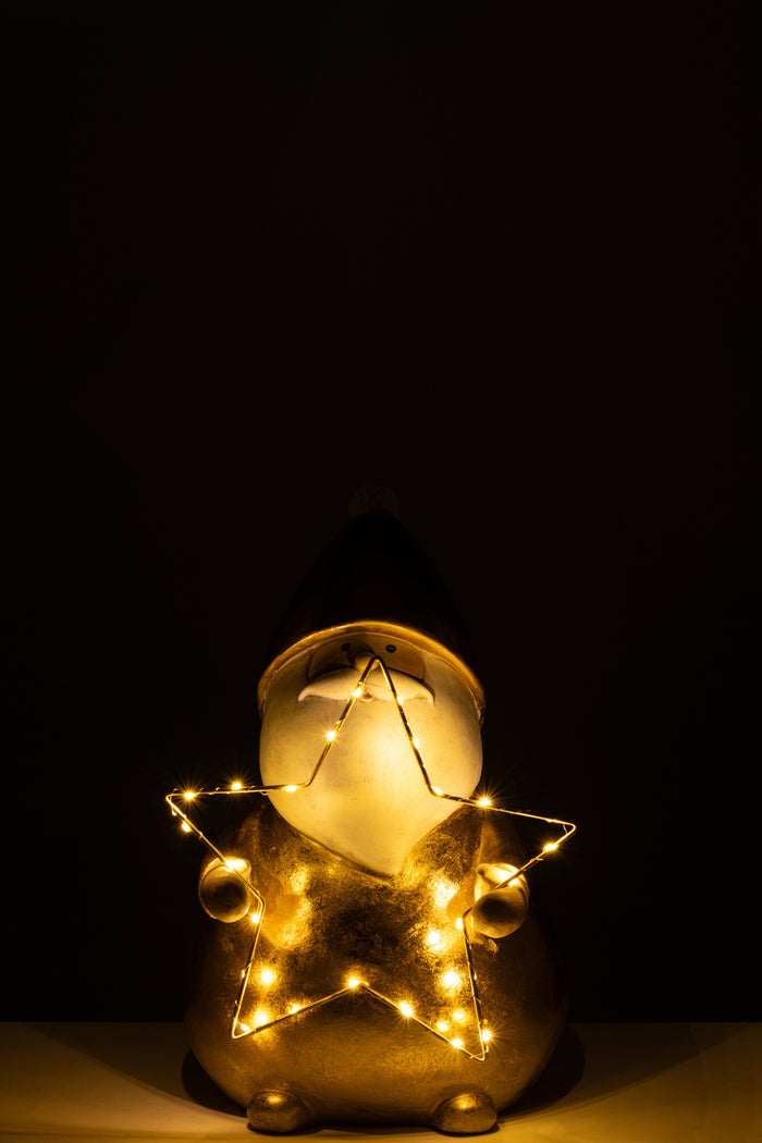 J-Line figuur Kerstman Bril - polyresin - goud - large