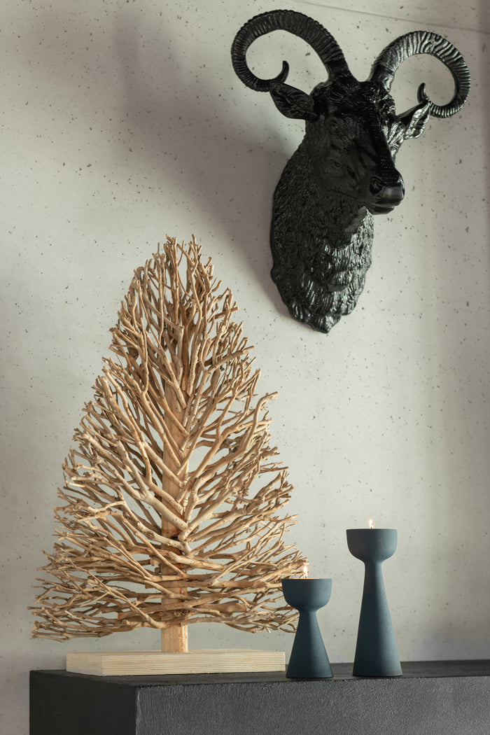 J-Line decoratie Boom Op Voet  - theeboomhout - naturel