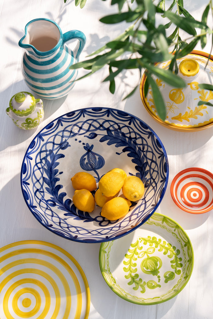 J-Line schaal Granada Low - keramiek - wit|groen - large - Ø