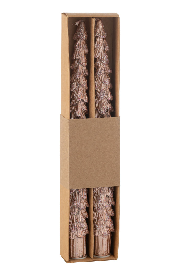 J-Line kaars Boom - roze - 3U - doos van 2