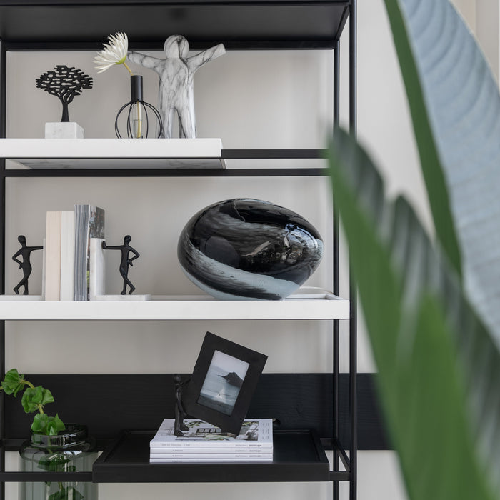 J-Line figuur Boom Op Voet - aluminium|marmer - zwart|wit -