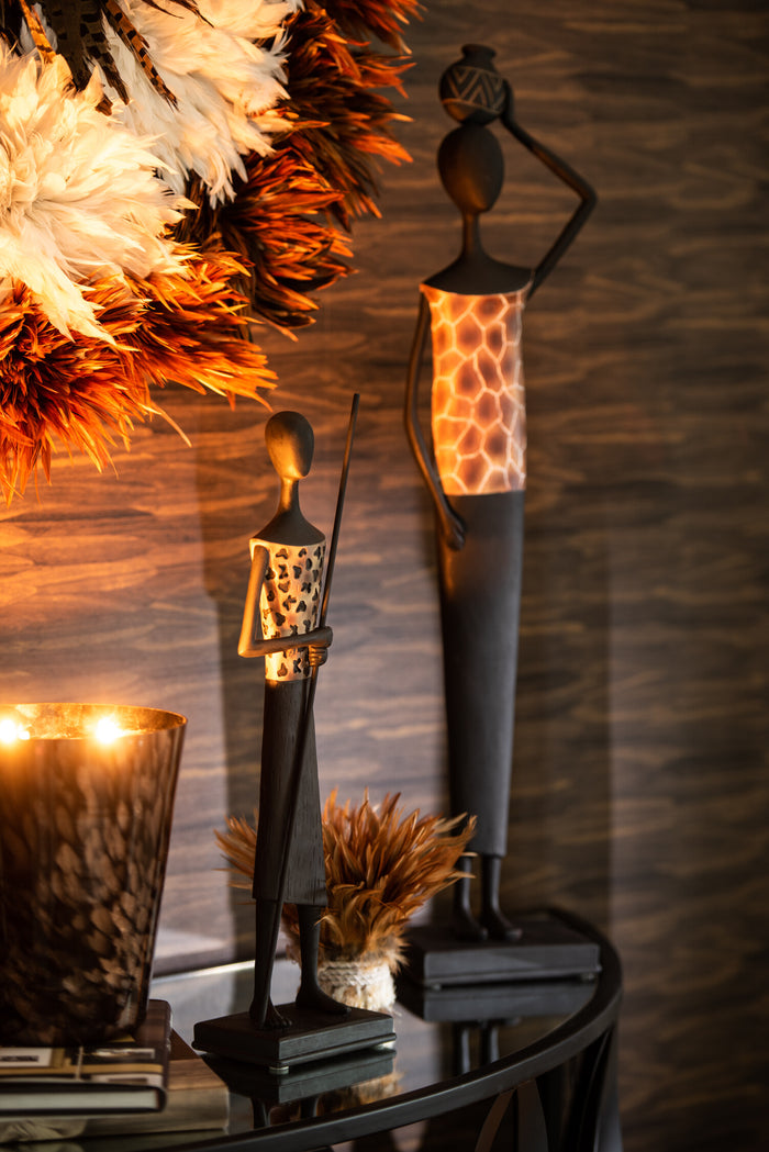 J-Line geurkaars Noa - sandalwood - glas - zwart|goud - medium - 68U