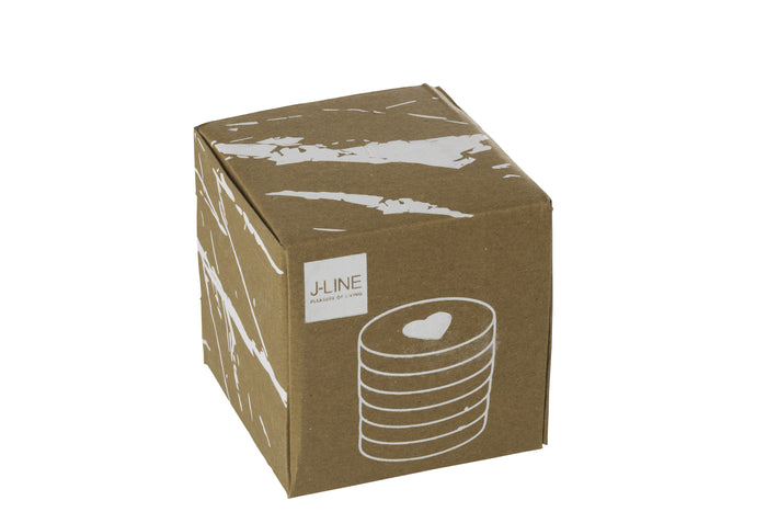 J-Line onderzetter Marmer - steen - wit - set van 6