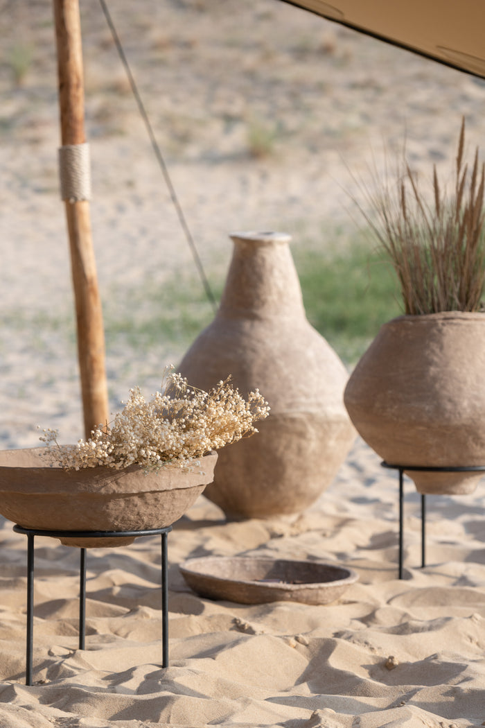 J-Line bloempot Op Voet Chad - papier mache - bruin - Ø 51 cm