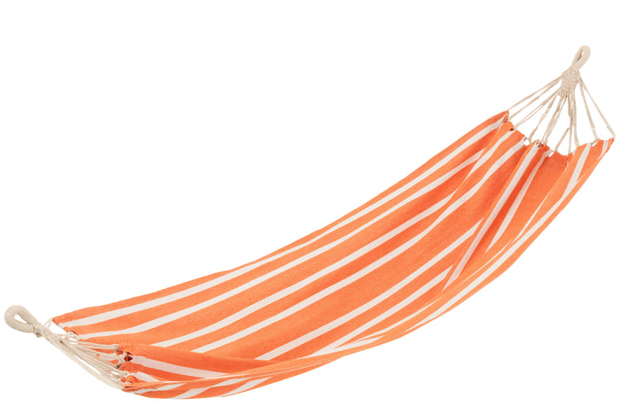 J-Line hangmat Strepen - katoen|polyester - oranje|wit