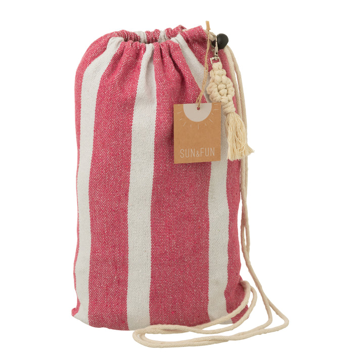 J-Line hangmat Strepen - katoen|polyester - roze|wit
