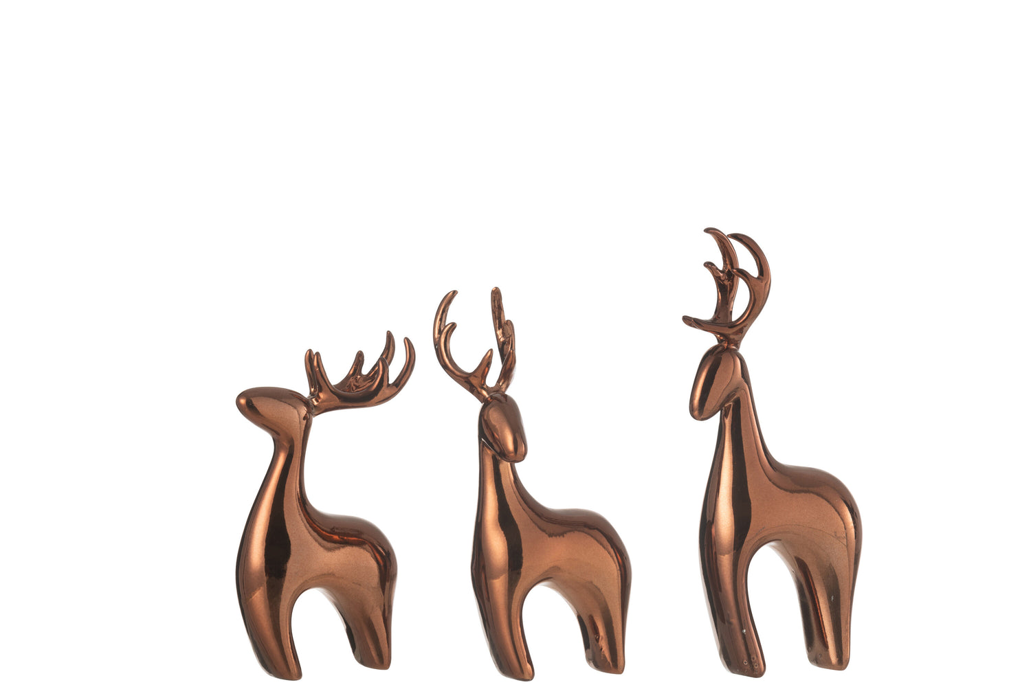 J-Line figuur Rendier - polyresin - koper - 3 stuks