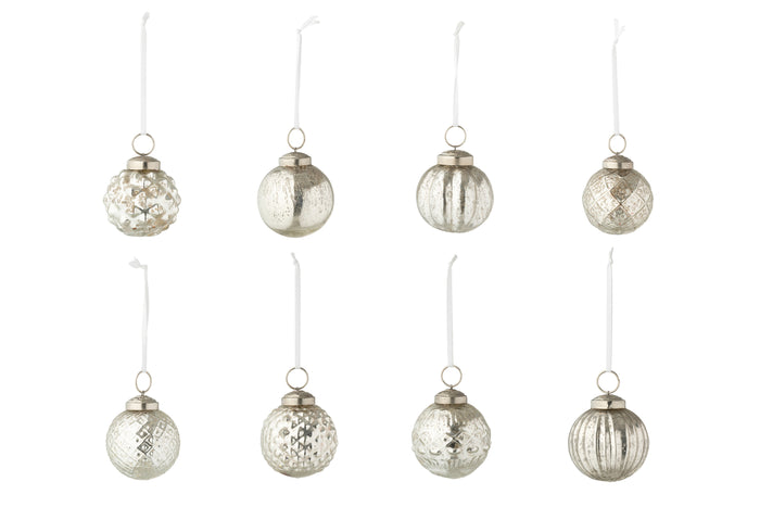 J-Line kerstbal - glas - zilver - doos van 40