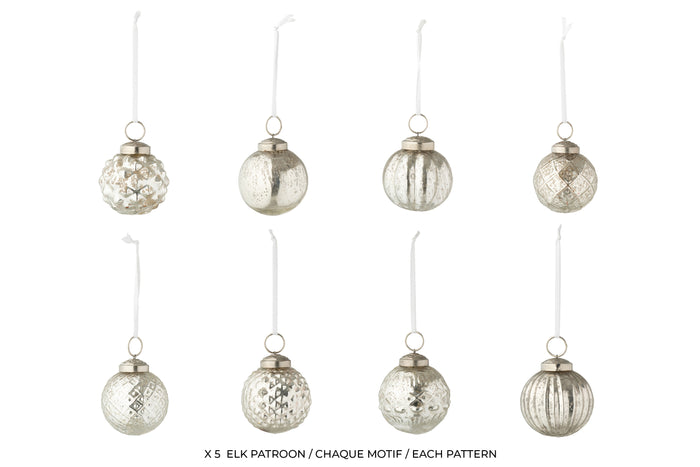 J-Line kerstbal - glas - zilver - doos van 40