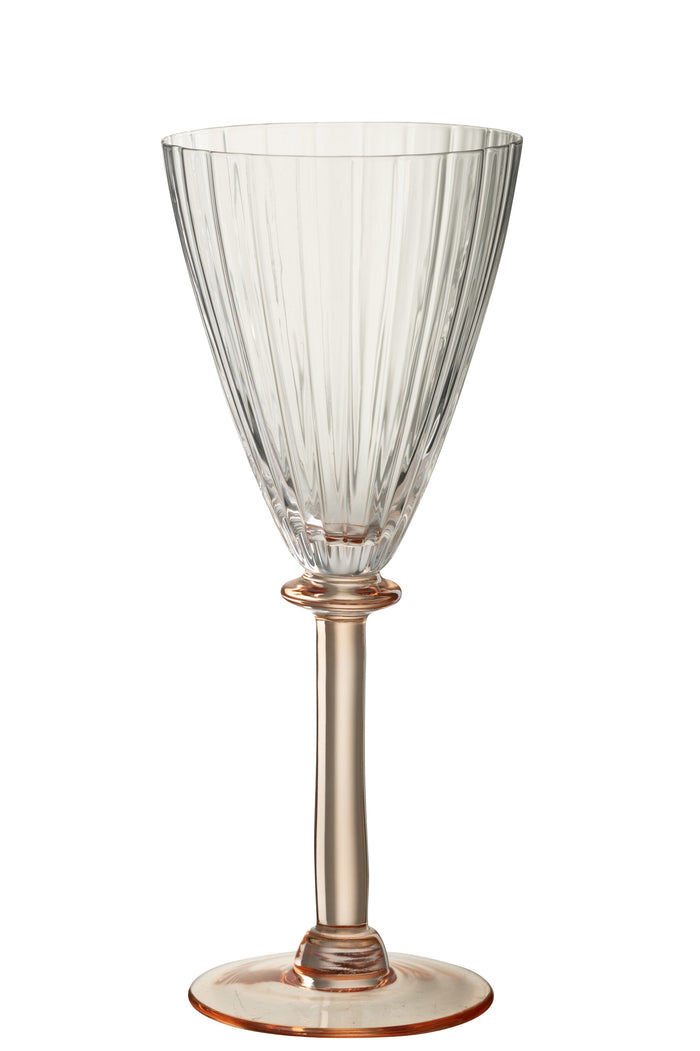 J-Line wijnglas Gestreept - glas - transparant|zalmroze