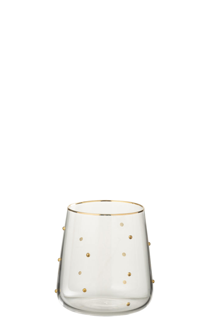 J-Line drinkglas Stippen - glas - tansparant|goud