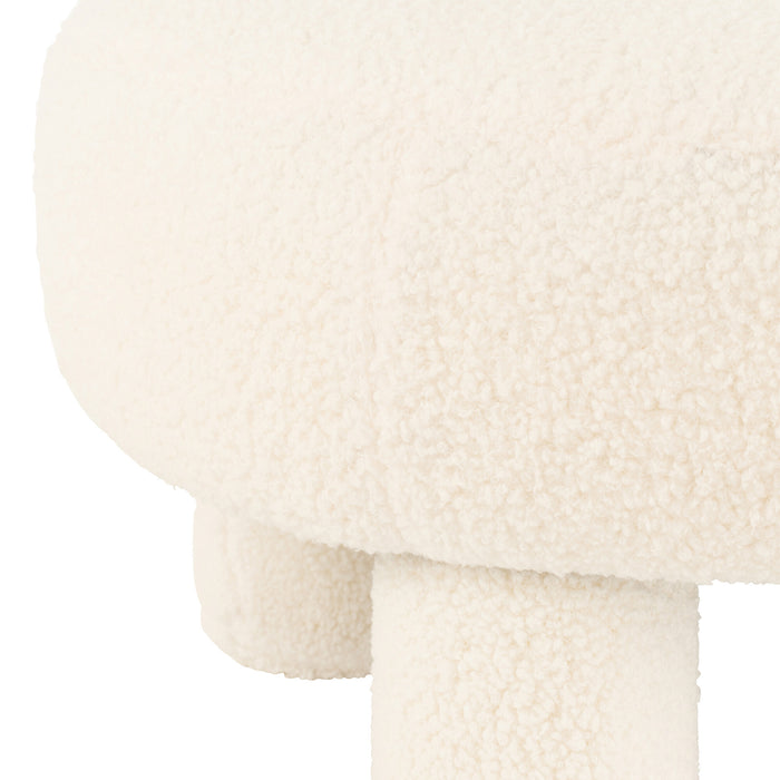 J-Line kruk Rond Teddy voeten Bouclé - textiel - wit